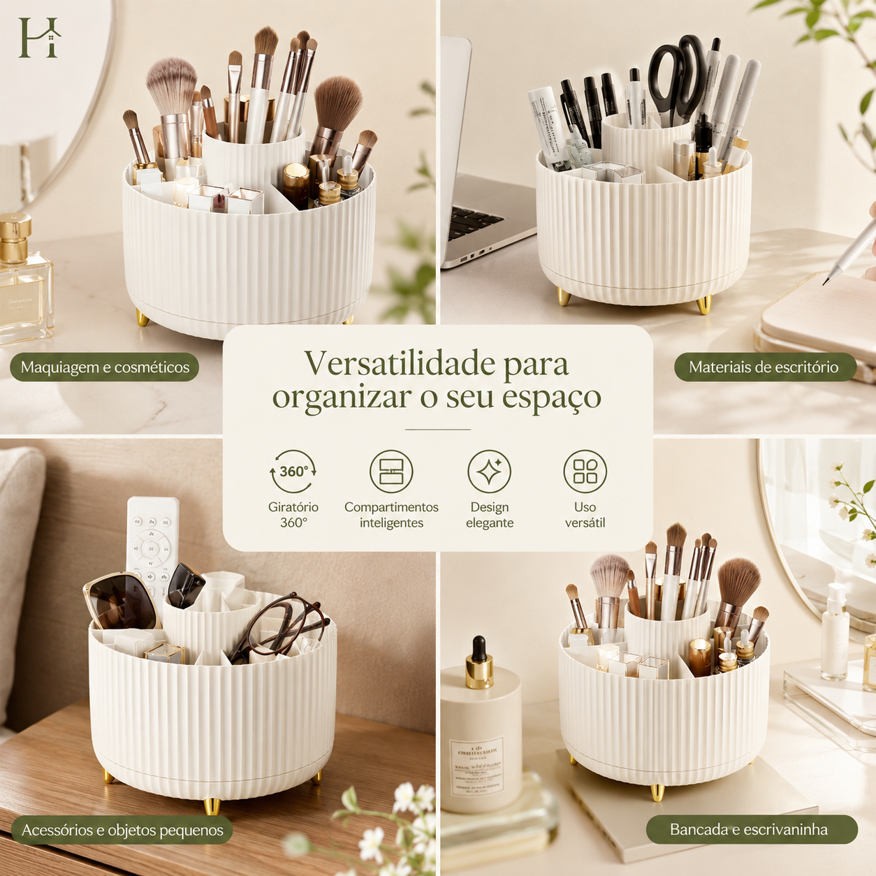 Organizador Giratório para Maquiagem com 5 Compartimentos