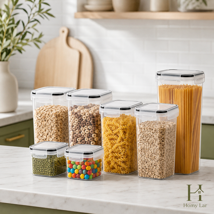 Kit 7 Potes Herméticos para Alimentos com Etiquetas e Caneta