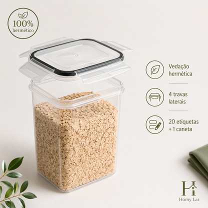 Kit 7 Potes Herméticos para Alimentos com Etiquetas e Caneta