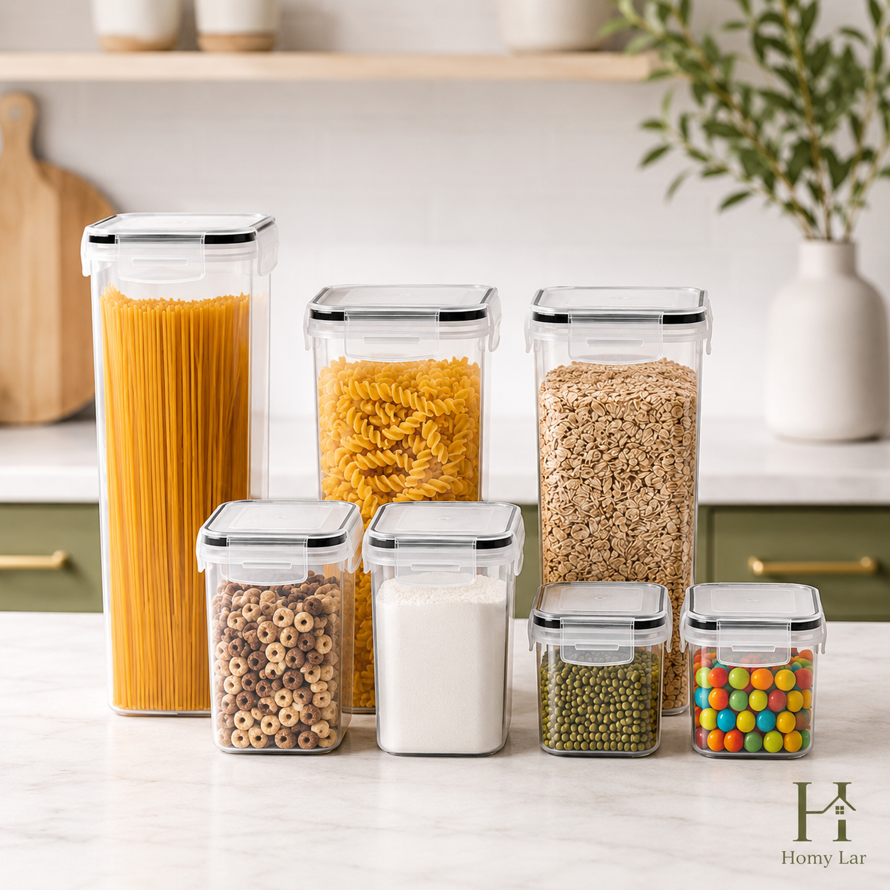Kit 7 Potes Herméticos para Alimentos com Etiquetas e Caneta