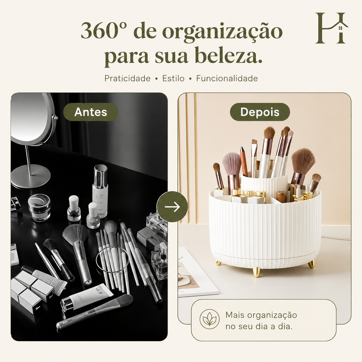 Organizador Giratório para Maquiagem com 5 Compartimentos