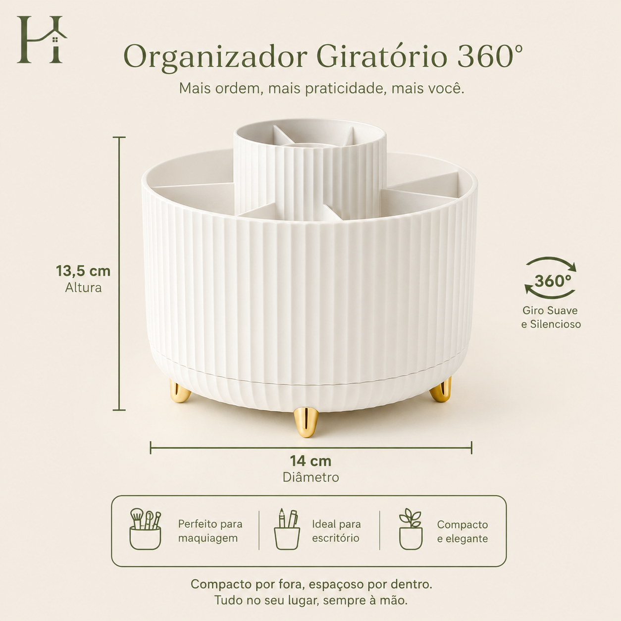 Organizador Giratório para Maquiagem com 5 Compartimentos
