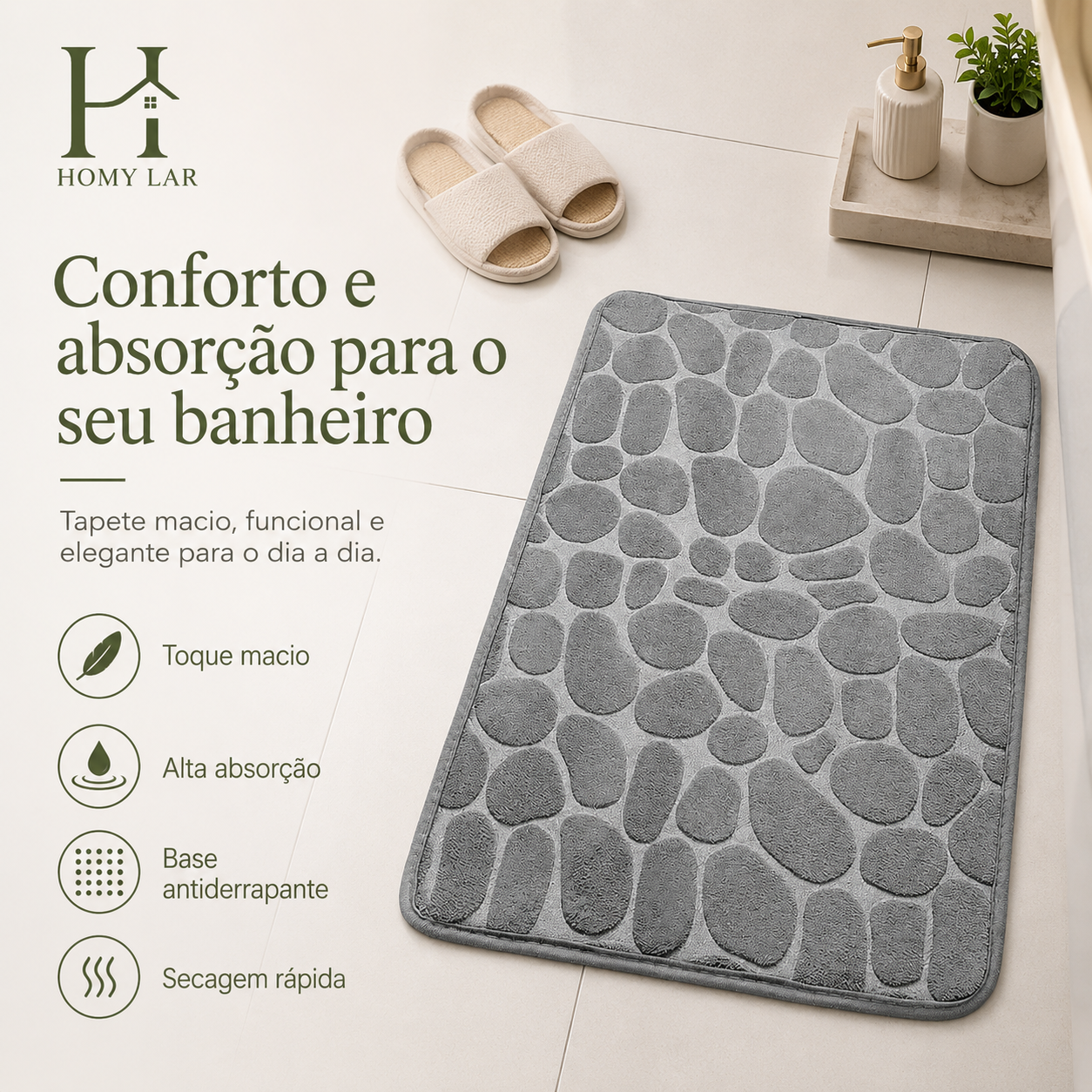 Tapete Antiderrapante de Microfibra com Relevo