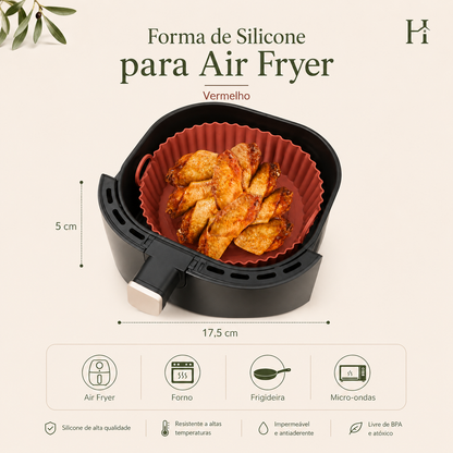 Forma de Silicone Reutilizável para Air Fryer Antiaderente