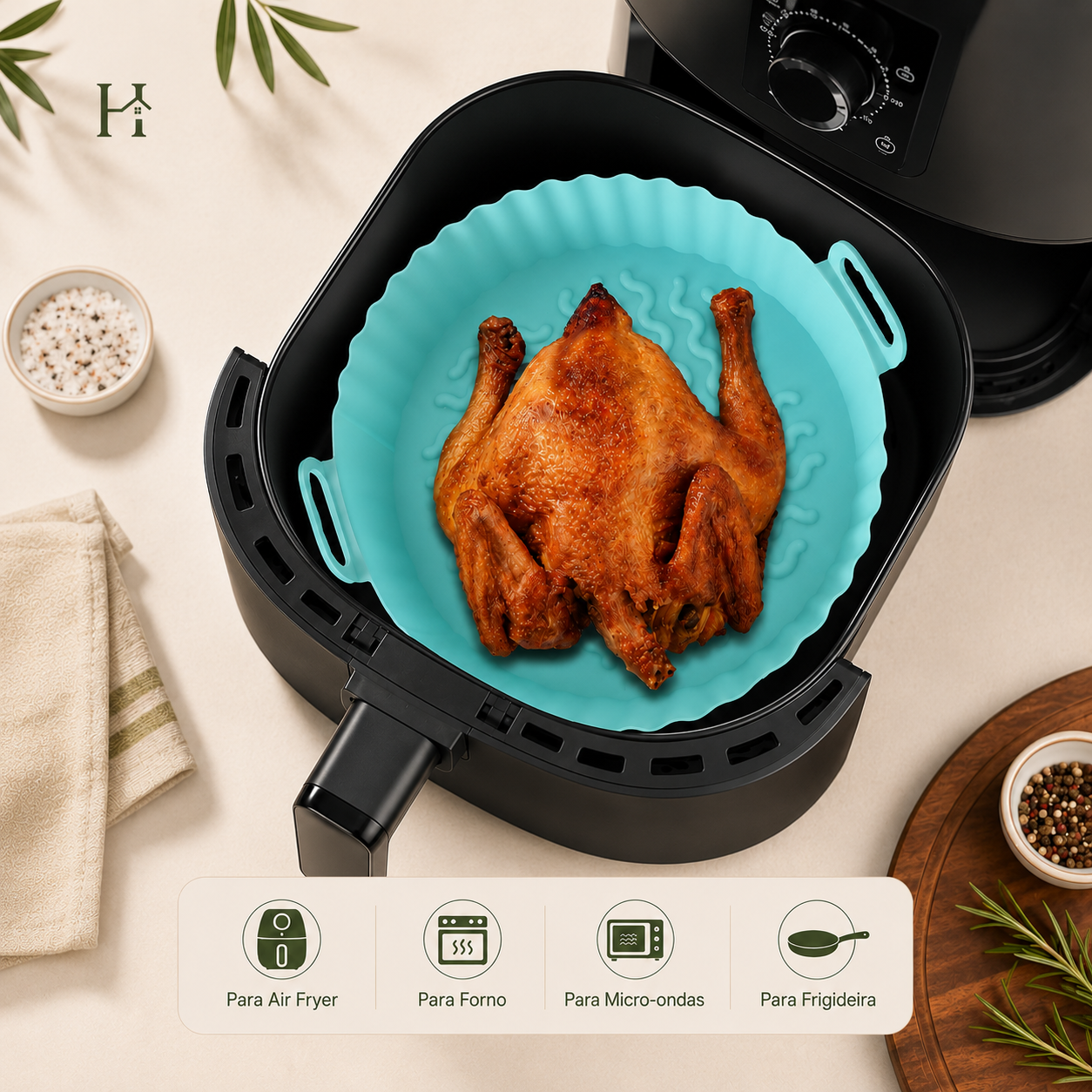 Forma de Silicone Reutilizável para Air Fryer Antiaderente