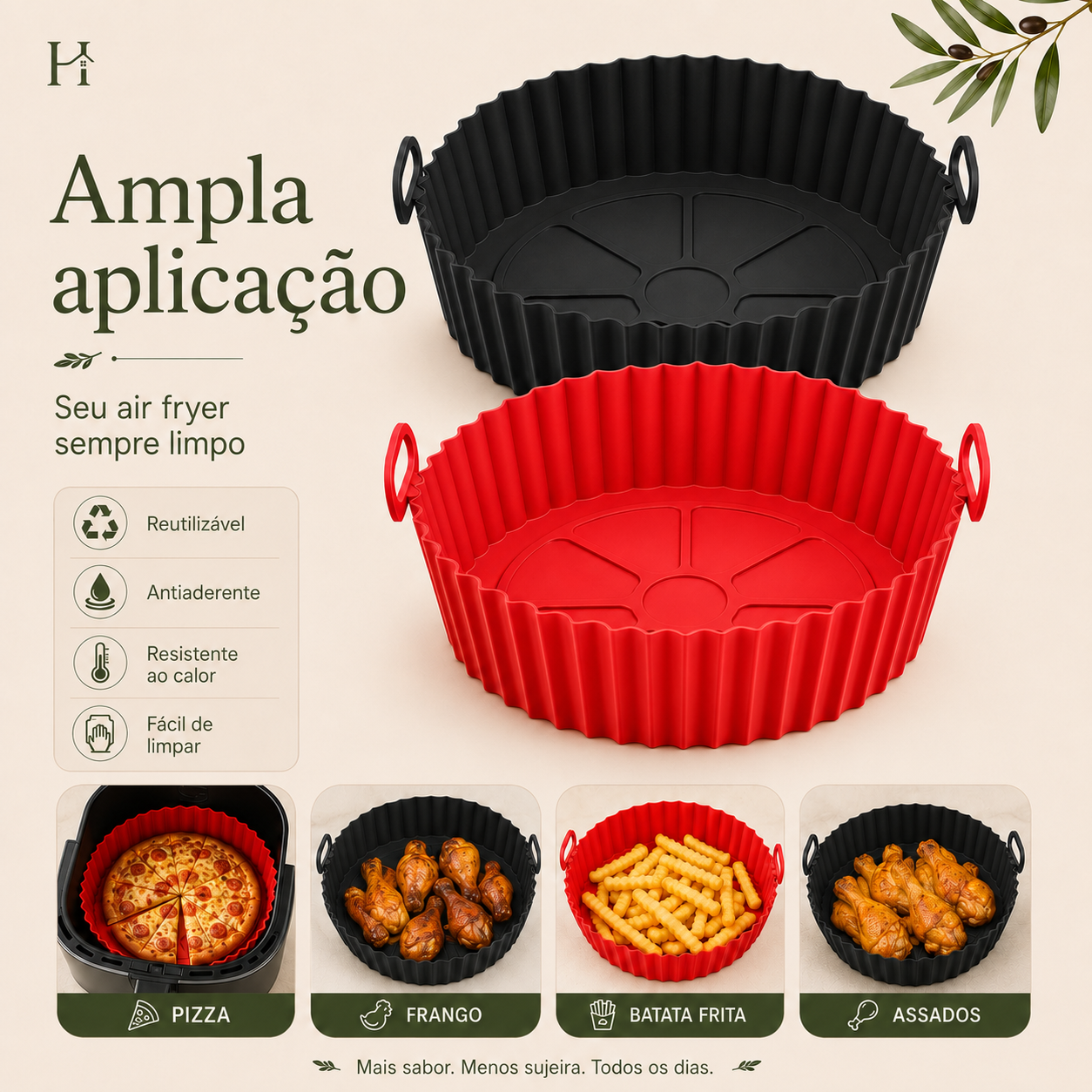 Forma de Silicone Reutilizável para Air Fryer Antiaderente