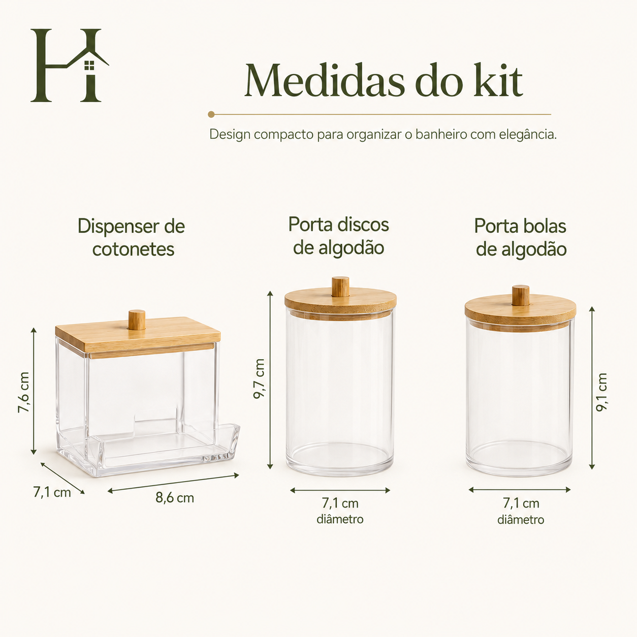 Kit 3 Organizadores com Tampa para Banheiro