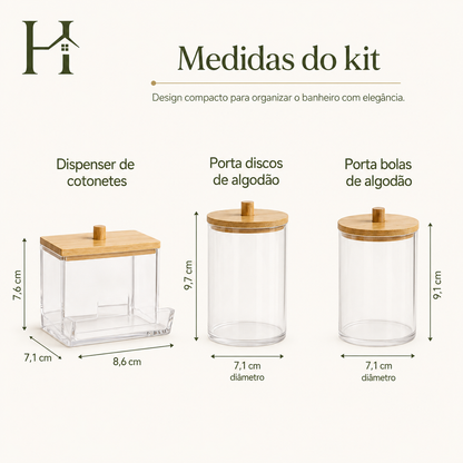 Kit 3 Organizadores com Tampa para Banheiro