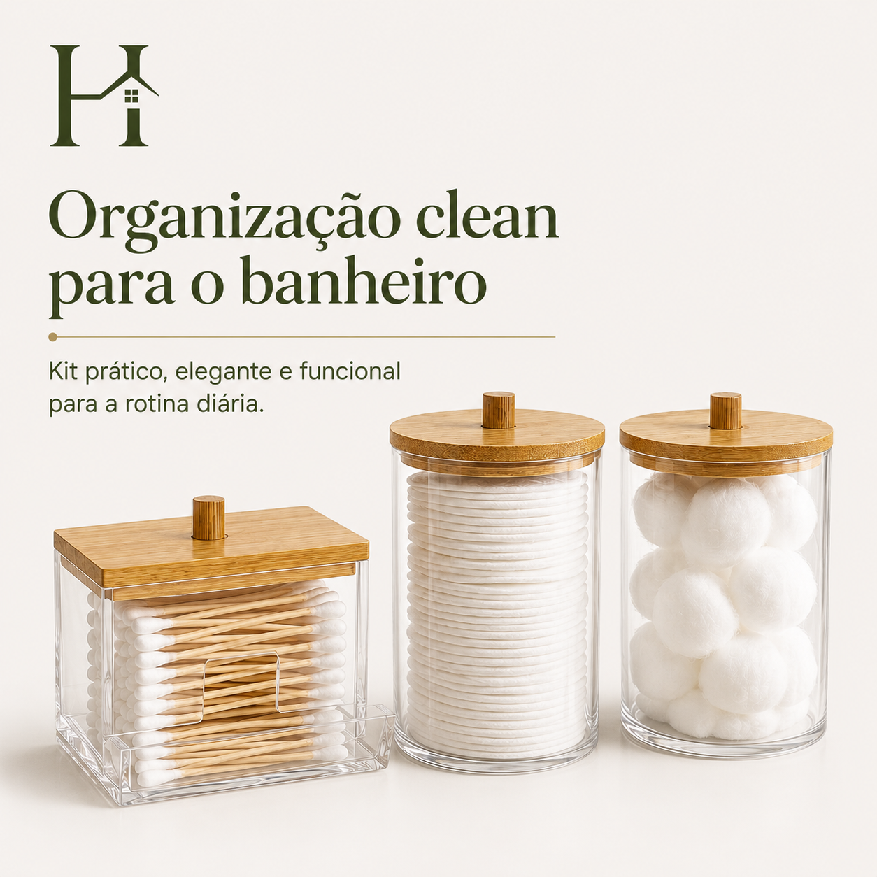 Kit 3 Organizadores com Tampa para Banheiro